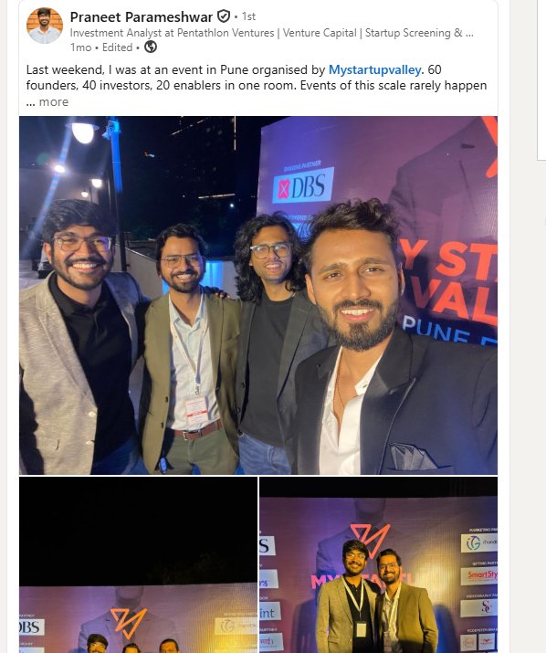 Praneet Parameshwar, Pentathlon Ventures about MyStartupValley Pune Edition 2026